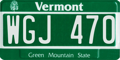 VT license plate WGJ470