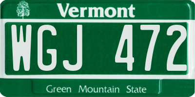 VT license plate WGJ472