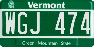VT license plate WGJ474