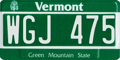 VT license plate WGJ475