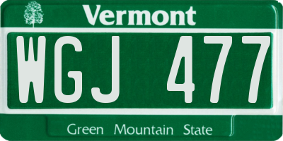 VT license plate WGJ477