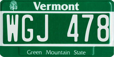VT license plate WGJ478
