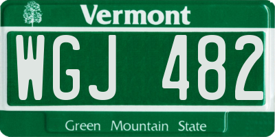 VT license plate WGJ482