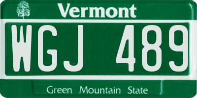 VT license plate WGJ489