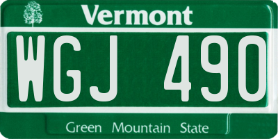 VT license plate WGJ490