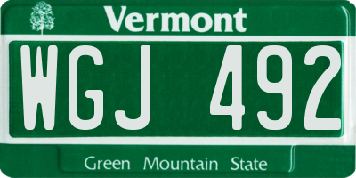 VT license plate WGJ492