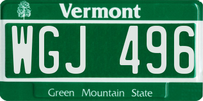 VT license plate WGJ496