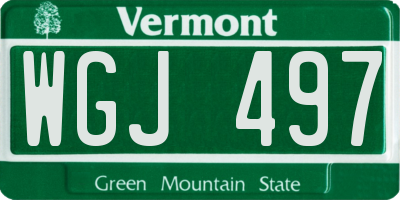 VT license plate WGJ497