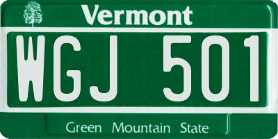VT license plate WGJ501