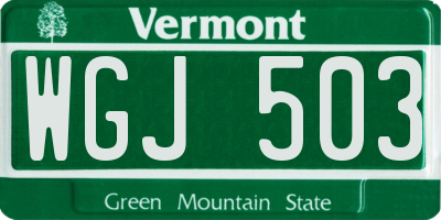 VT license plate WGJ503
