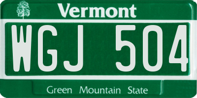 VT license plate WGJ504