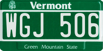VT license plate WGJ506