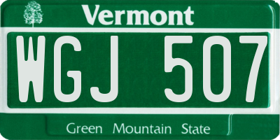 VT license plate WGJ507