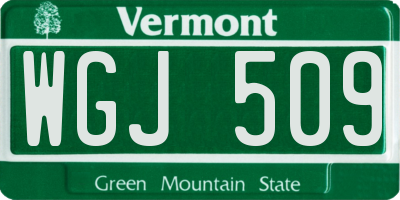 VT license plate WGJ509