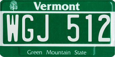 VT license plate WGJ512