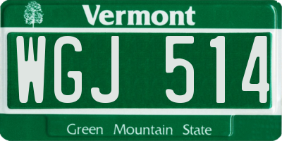 VT license plate WGJ514