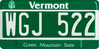 VT license plate WGJ522