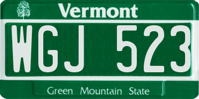 VT license plate WGJ523