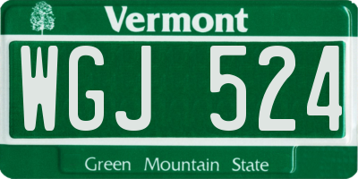 VT license plate WGJ524