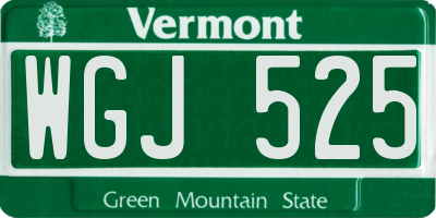 VT license plate WGJ525