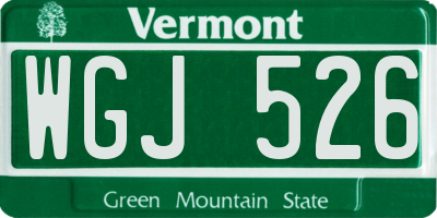 VT license plate WGJ526