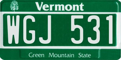 VT license plate WGJ531