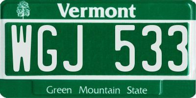 VT license plate WGJ533