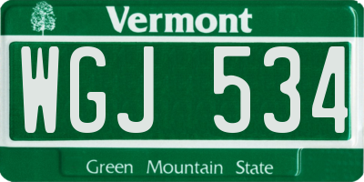 VT license plate WGJ534