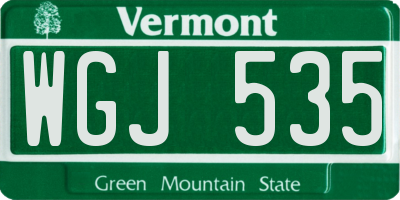 VT license plate WGJ535