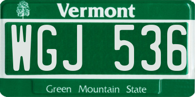 VT license plate WGJ536