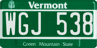 VT license plate WGJ538