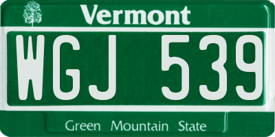 VT license plate WGJ539