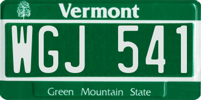 VT license plate WGJ541