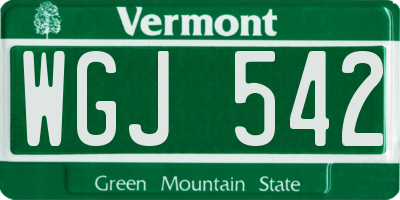 VT license plate WGJ542