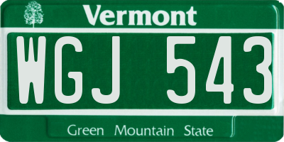 VT license plate WGJ543