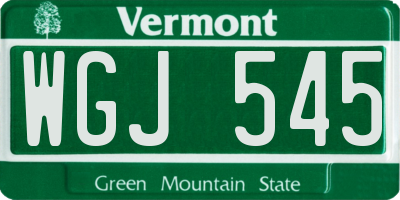 VT license plate WGJ545
