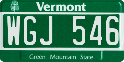 VT license plate WGJ546