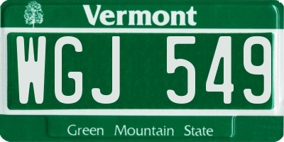 VT license plate WGJ549