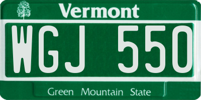 VT license plate WGJ550