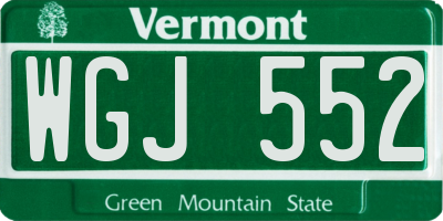 VT license plate WGJ552