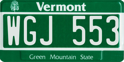 VT license plate WGJ553