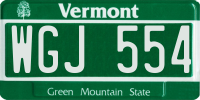 VT license plate WGJ554
