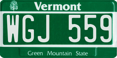 VT license plate WGJ559