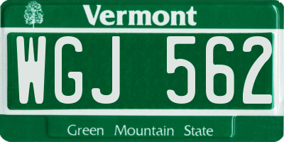 VT license plate WGJ562