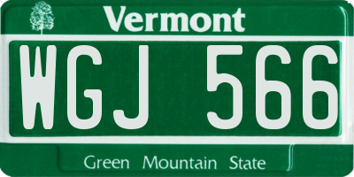 VT license plate WGJ566