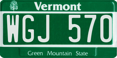 VT license plate WGJ570