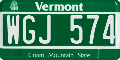 VT license plate WGJ574