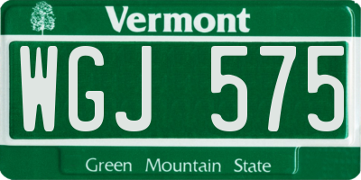 VT license plate WGJ575