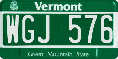 VT license plate WGJ576
