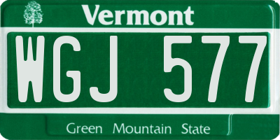 VT license plate WGJ577